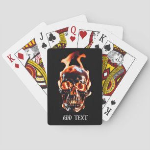 Retro Dead Burning skeleton Skull in Fire DIY Name Playing Cards