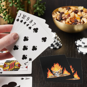 Retro Dead Burning skeleton Skull in Fire  Playing Cards