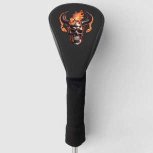  Retro Dead Burning Skull with horn in Fire  Golf Head Cover