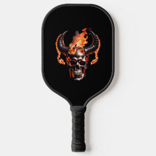  Retro Dead Burning Skull with horn in Fire  Pickleball Paddle
