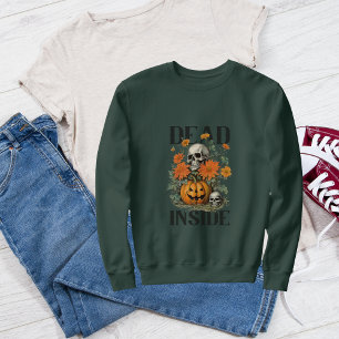 Retro Dead Inside Halloween Skull and Pumpkin  Sweatshirt
