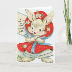 Retro Dear Little Girl Valentine's Day Card