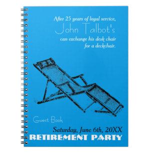 Retro Deckchair Retirement Party Blue Guest Book 2