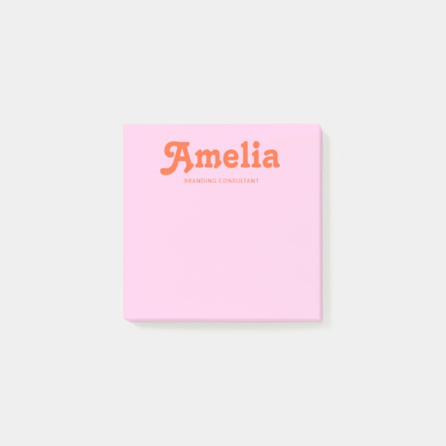 Retro Decorative Minimalist Pink Orange Post-it Notes (Front)