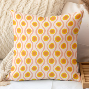 Retro Decorative Pattern Pink Orange Yellow Throw Pillow