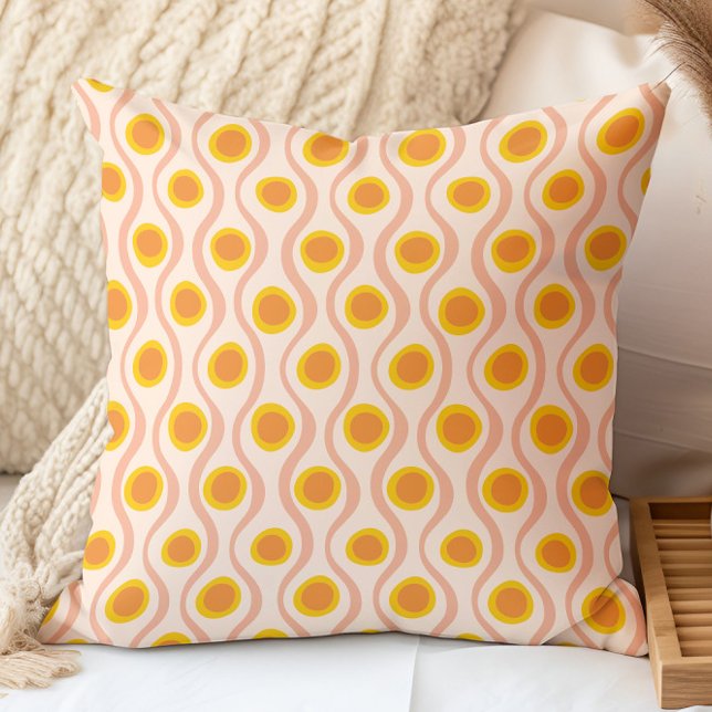 Retro Decorative Pattern Pink Orange Yellow Throw Pillow (Creator Uploaded)