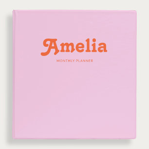 Retro Decorative Simple Pink Orange Binder