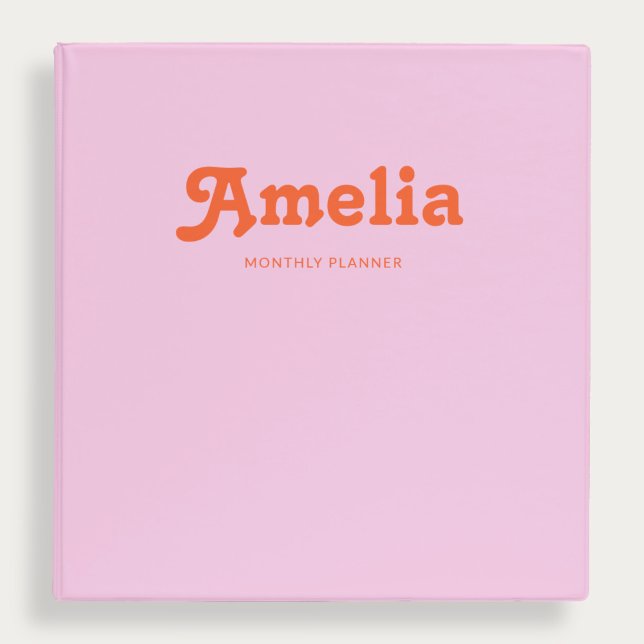 Retro Decorative Simple Pink Orange  Binder (Creator Uploaded)