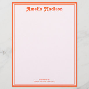 Retro Decorative Simple Pink Orange Letterhead