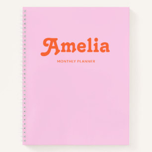 Retro Decorative Simple Pink Orange Notebook