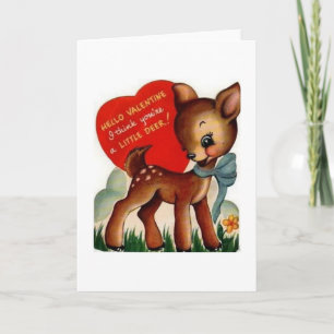 Retro Deer Valentine's Day Greeting Card