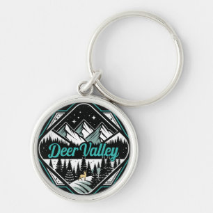 Retro Deer Valley Ski Keychain