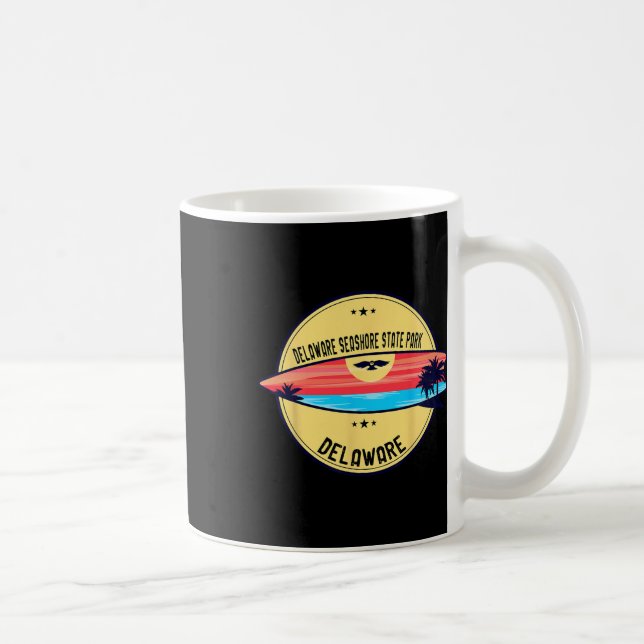 Retro Delaware Delaware Seashore State Park Beach  Coffee Mug (Right)