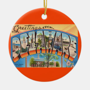 Retro Delaware Greetings   Ceramic Ornament