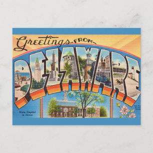 Retro Delaware Greetings Postcard