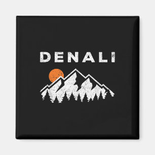 Retro Denali National Park Mountains Vintage Alask Magnet