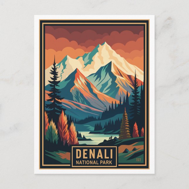Retro Denali National Park Postcard (Front)