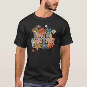 Retro Dental Assistant Floral Hello Fall Autumn Th T-Shirt