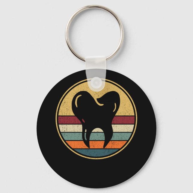 Retro Dentist Dental Vintage Tooth Doctor Keychain (Front)