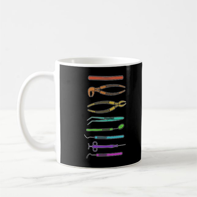 Retro Dentist Tools Dental Assistant Dental Coffee Mug (Left)