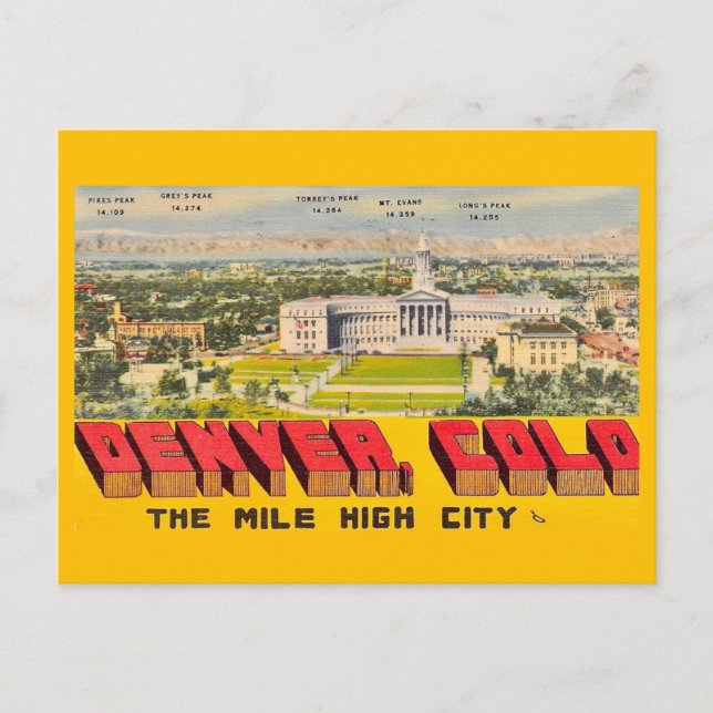 Retro Denver Colorado Postcard (Front)