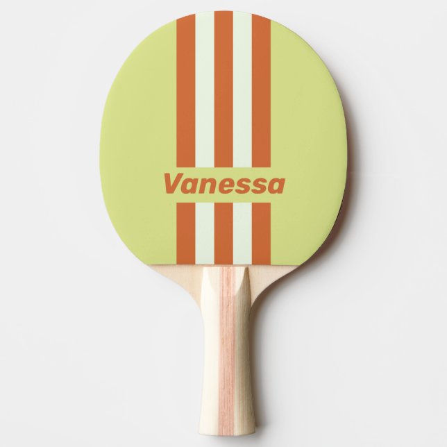 Retro Desert Cactus Pin Stripes with Name Ping Pong Paddle (Front)