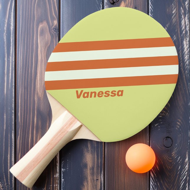 Retro Desert Cactus Stripes with Name Ping Pong Paddle (Creator Uploaded)