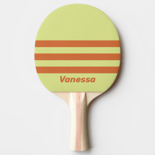 Retro Desert Cactus Three Across Stripe with Name Ping Pong Paddle