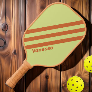 Retro Desert Cactus Three Stripes with Name Pickleball Paddle