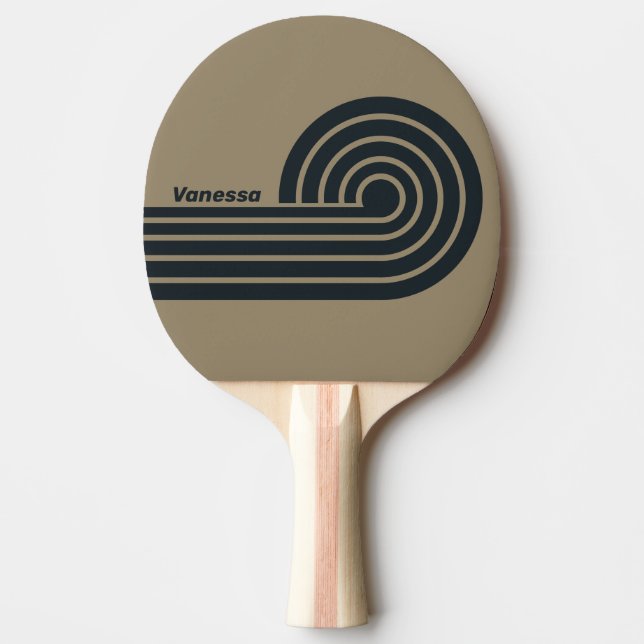 Retro Desert Dual Curl Stripes with Name Ping Pong Paddle (Front)