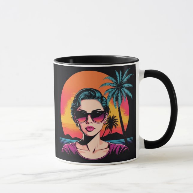 Retro design beauty with sunglasses mug (Right)