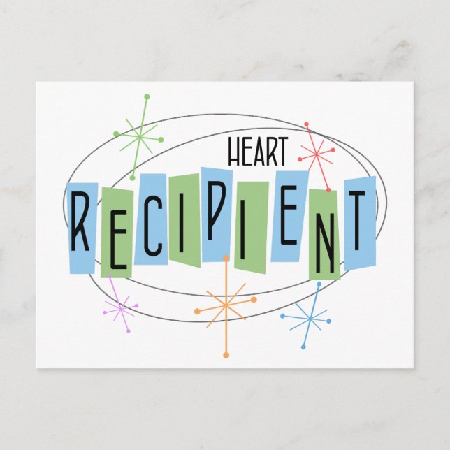 Retro design Heart Transplant Recipient Postcard (Front)