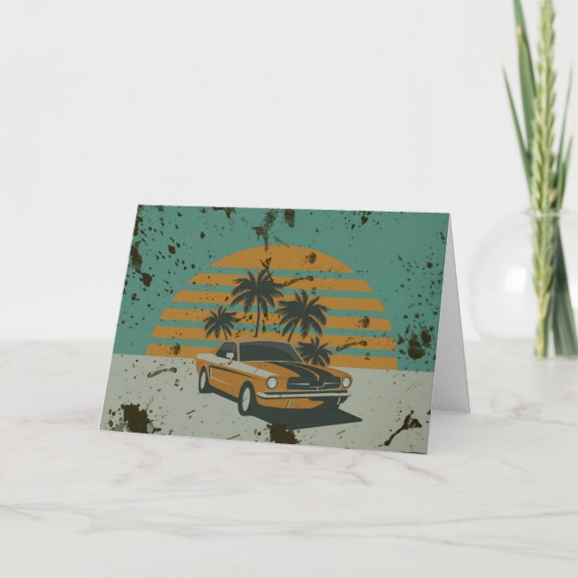 Retro Design Mustang Greeting Card (Front)