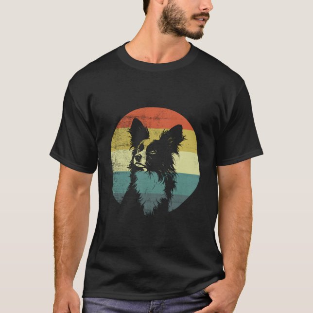 Retro Design Papillon Dog T-Shirt (Front)