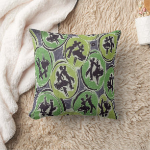 Retro Design Rock & Roll Dancing Couple Throw Pillow