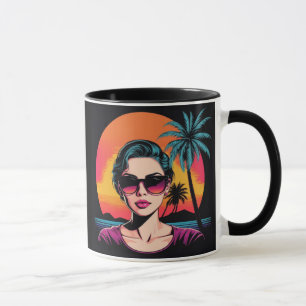 Retro Design Schönheit mit Sonnenbrille Mug