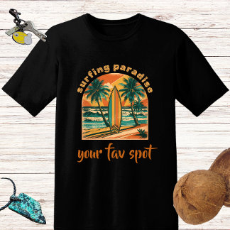 Retro design 'Surfing paradise' and spot name T-Shirt