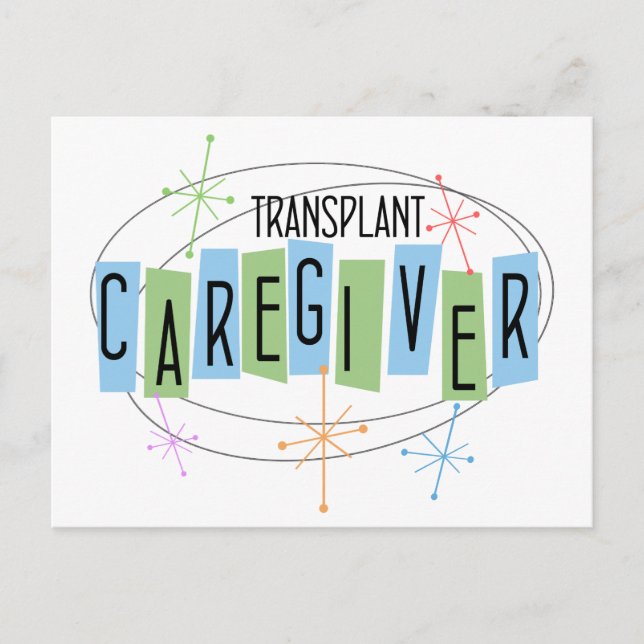 Retro design Transplant Caregiver Postcard (Front)