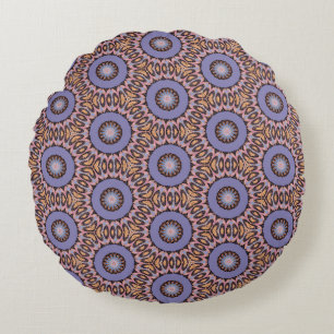 Retro Design with Orange & Purple Circles Round Pillow