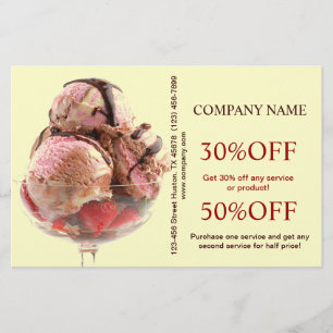 Retro dessert sundae sweets ice cream flyer