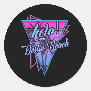 Retro Destin - Hola Destin Beach Florida Vintage  Classic Round Sticker