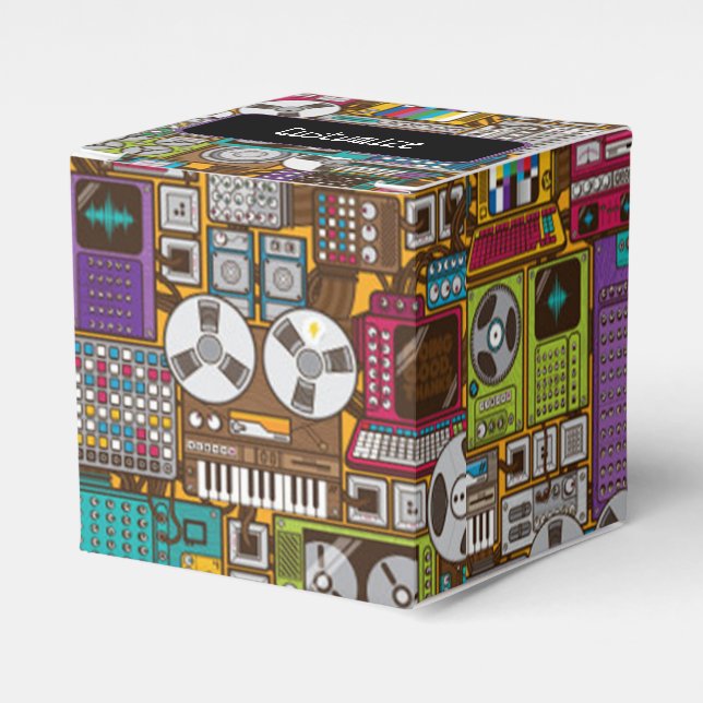 Retro Devices Recording Studio Cube Favour Box (Front Side)