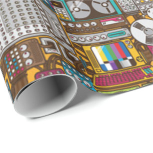 Retro Devices Recording Studio Wrapping Paper