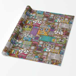 Retro Devices Recording Studio Wrapping Paper