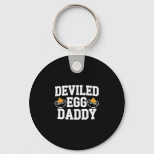 Retro Deviled Egg Daddy Funny Thanksgiving Fathers Keychain