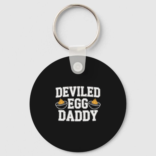 Retro Deviled Egg Daddy Funny Thanksgiving Fathers Keychain (Front)