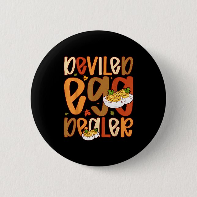 Retro Deviled Egg Er Thanksgiving Dinner Funny  2 Inch Round Button (Front)