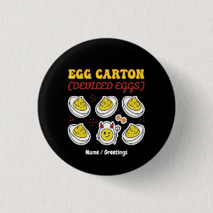 Retro Deviled Egg Six Pack Fitness Pun Vintage Egg 1 Inch Round Button