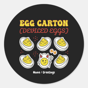 Retro Deviled Egg Six Pack Fitness Pun Vintage Egg Classic Round Sticker