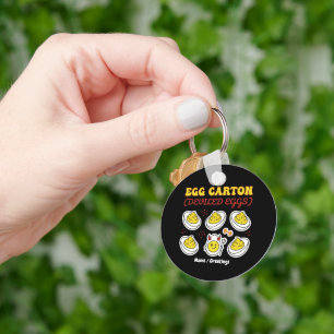 Retro Deviled Egg Six Pack Fitness Pun Vintage Egg Keychain